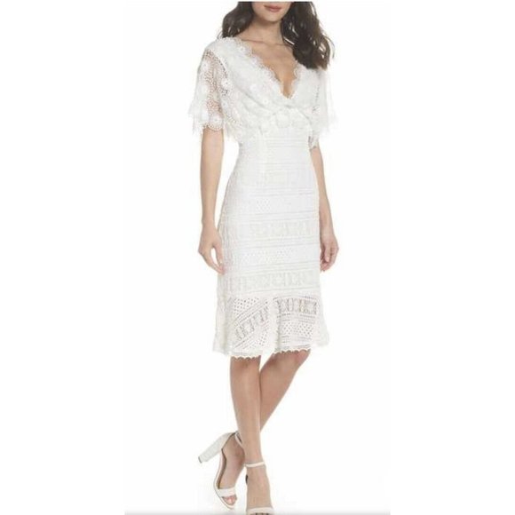 foxiedox Dresses & Skirts - NWT Foxiedox Small Mavis Scalloped Crochet Lace Midi dress off-white Bride